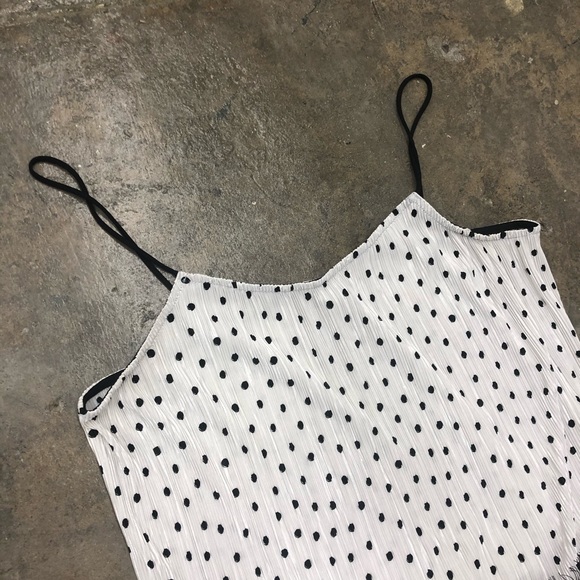 TOPSHOP polka dot pleated cami top lace hem - Picture 2 of 8